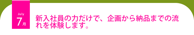 7月 新入社員の力だけで、企画から納品までの流れを体験します。